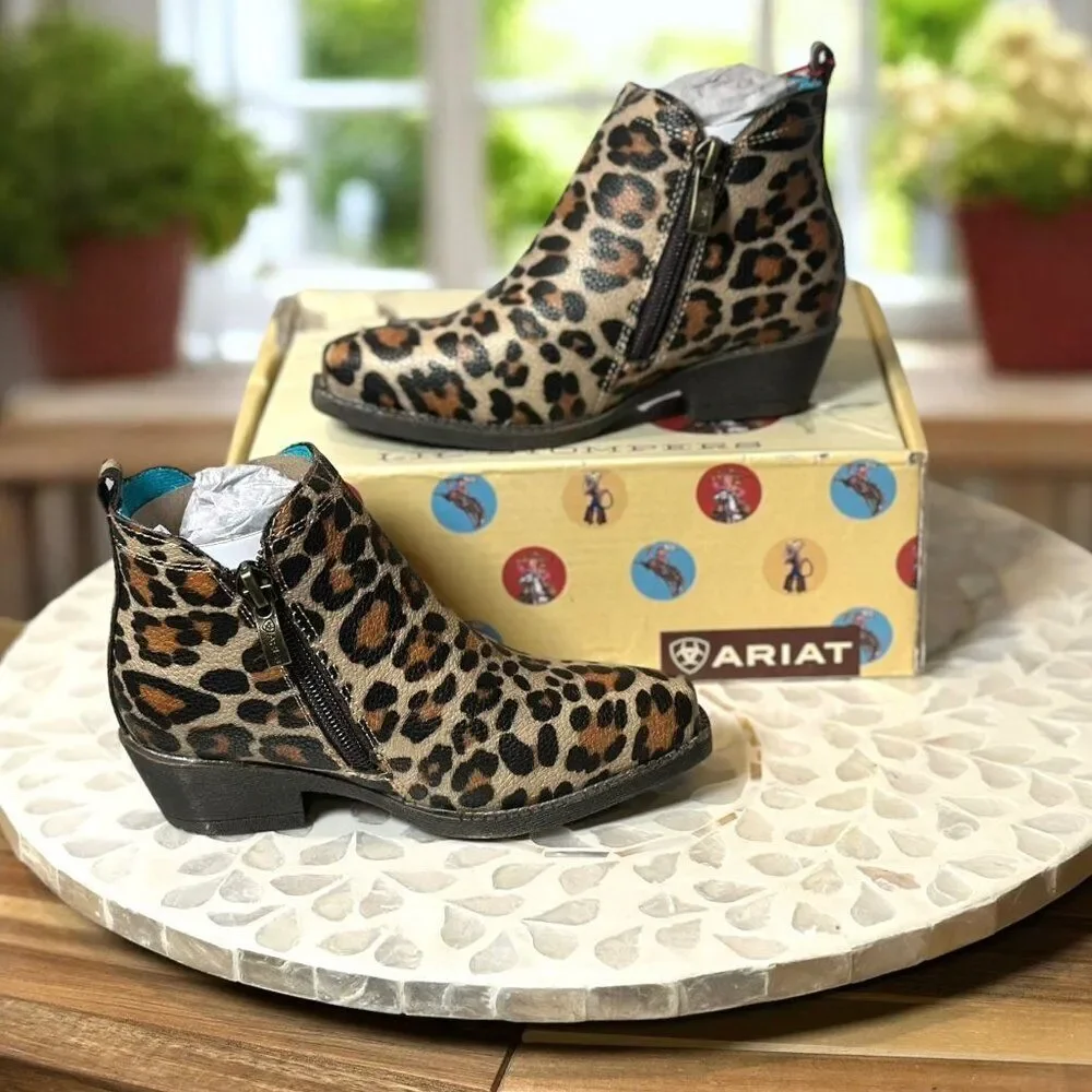 Ariat Lil’ Stompers “Lucy” Leopard Print Toddler Western Cowboy Booties Size 6